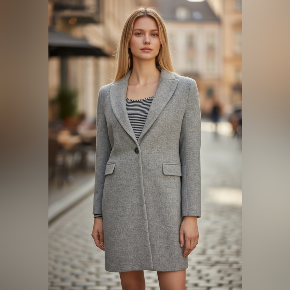 Vilagallo Women's Virgin Wool Light Gray Coat